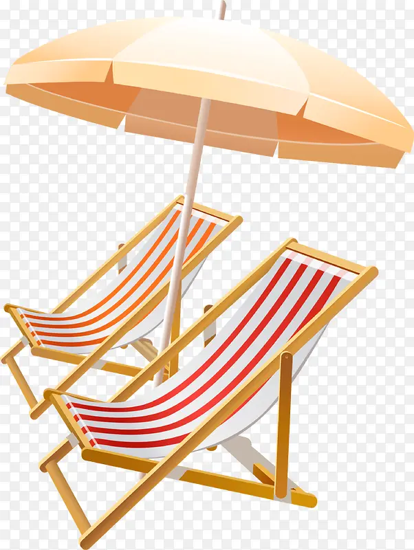 摄影手绘太阳伞沙滩椅