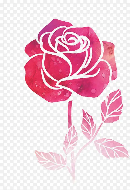 手绘粉色水墨玫瑰