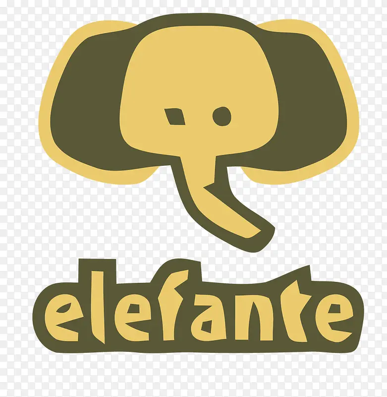 卡通手绘大象头logo装饰图案