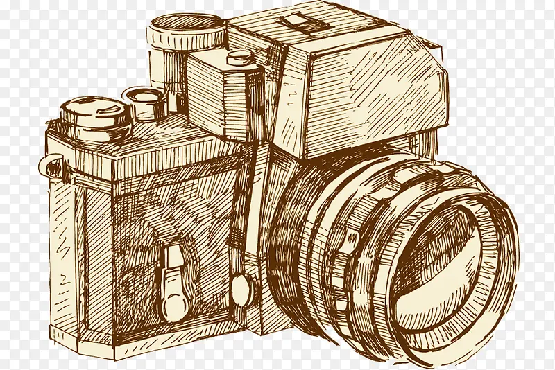 相机机体镜头插画科技风格