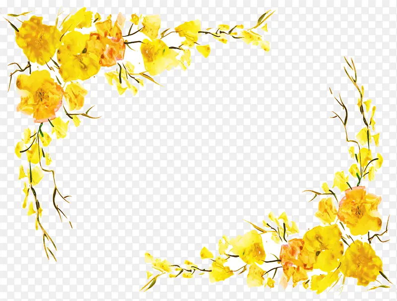 水彩黄色花朵边框