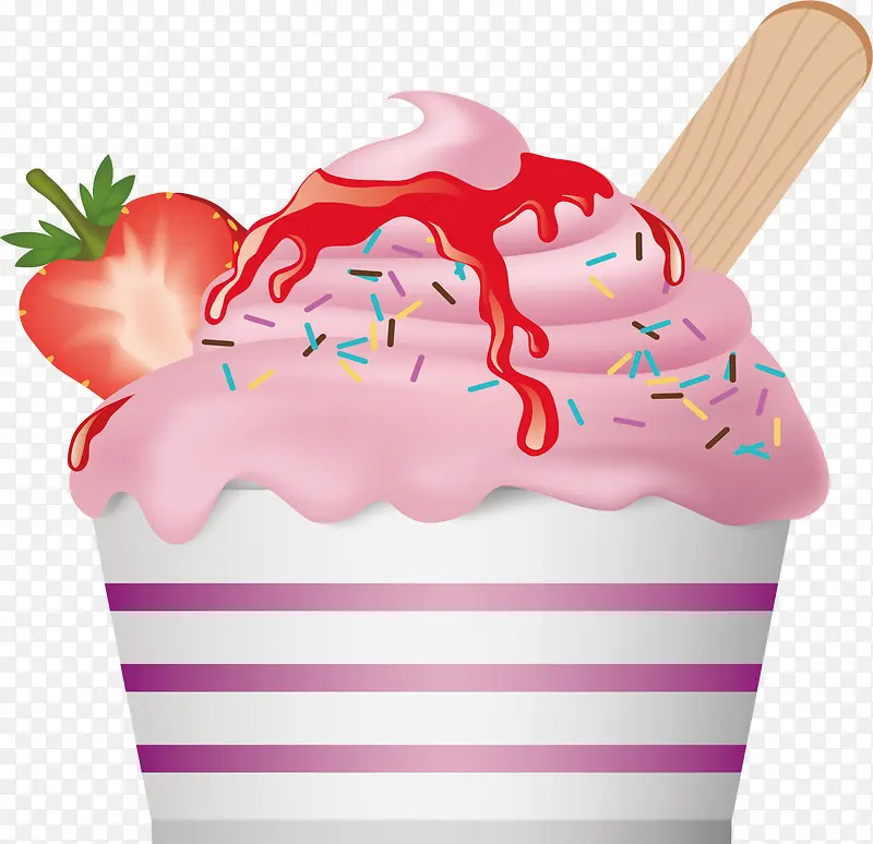 草莓纸杯冰激凌