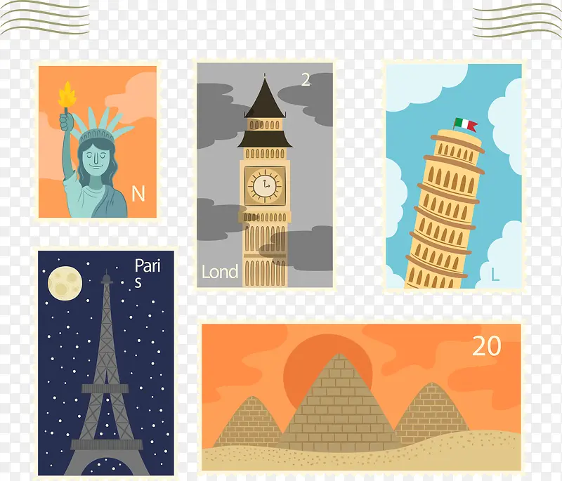 环球旅游纪念邮票