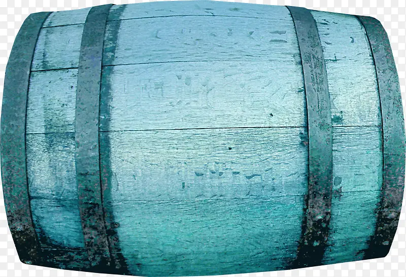 蓝色海上木质油桶