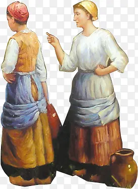 油画两个妇女的谈话
