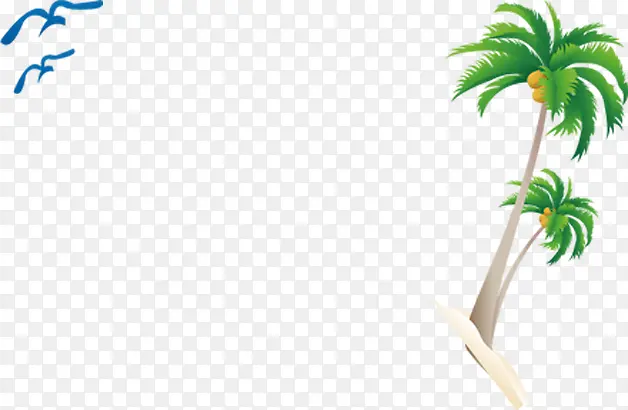 摄影海报手绘椰子树沙滩