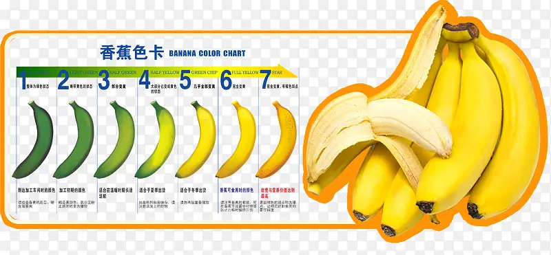 超市香蕉比色卡素材