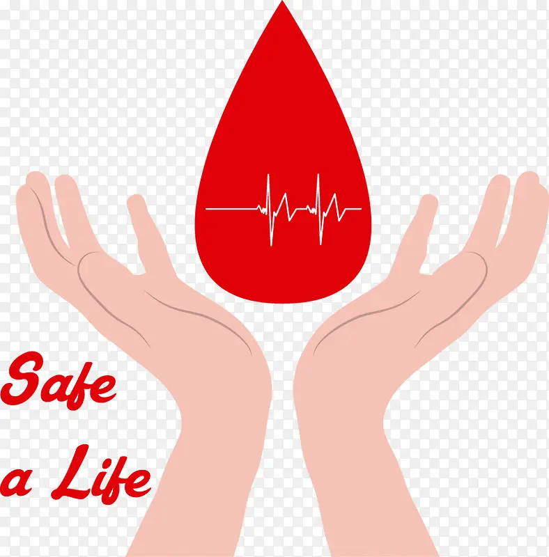 装饰献血血滴和手宣传元素