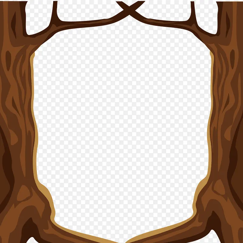 矢量木纹大树图框