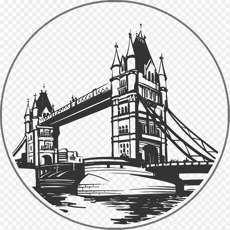 手绘英国伦敦塔桥