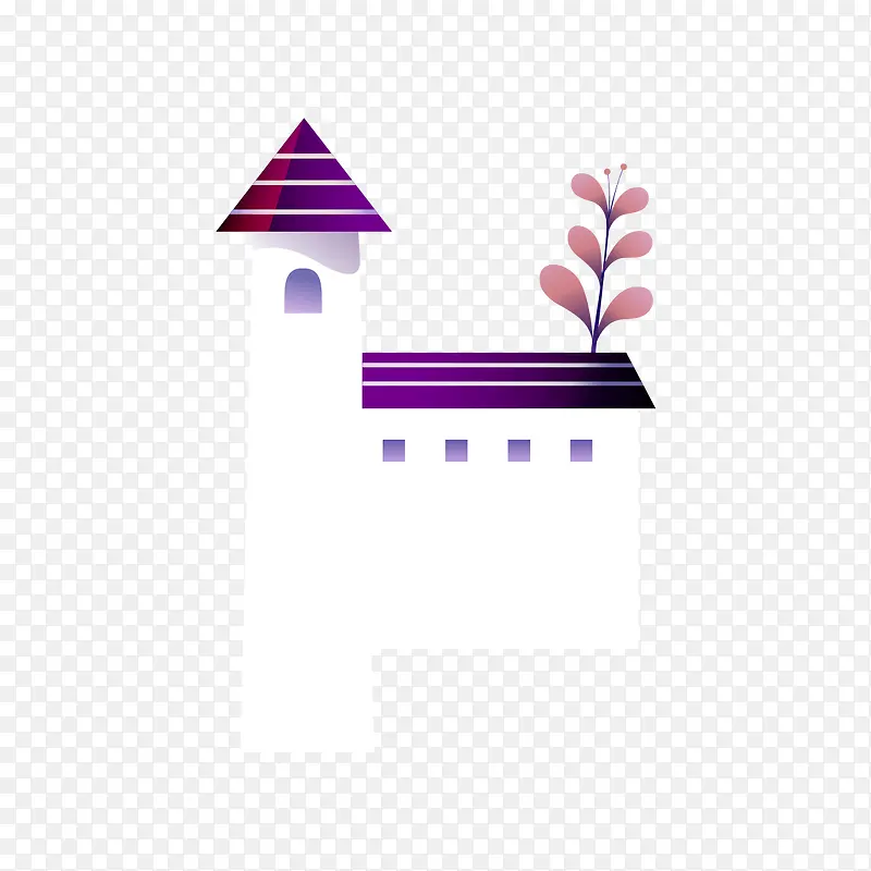 小房子的紫色屋顶