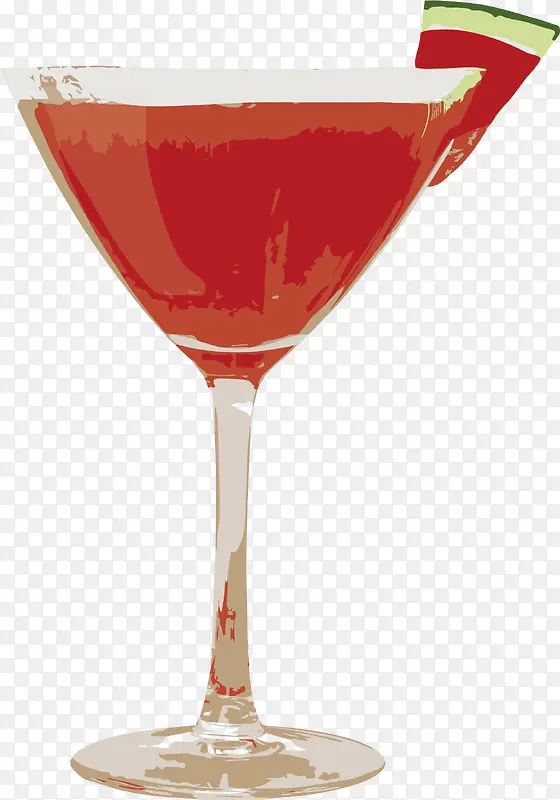红色手绘水彩西瓜汁
