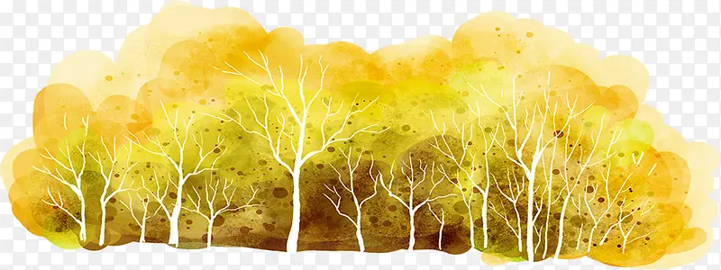 秋天手绘树木插画展板