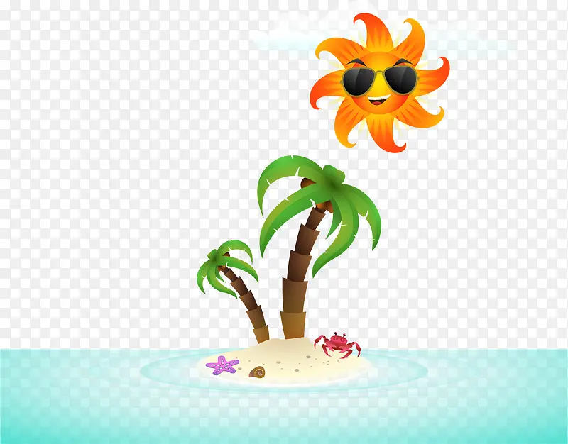 矢量手绘夏日海岛
