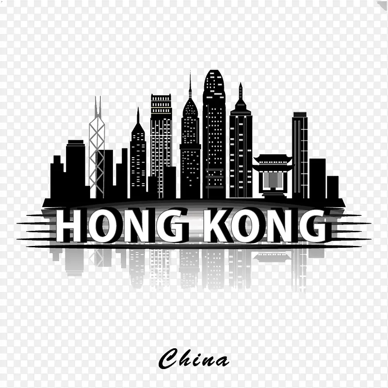 香港建筑剪影素材