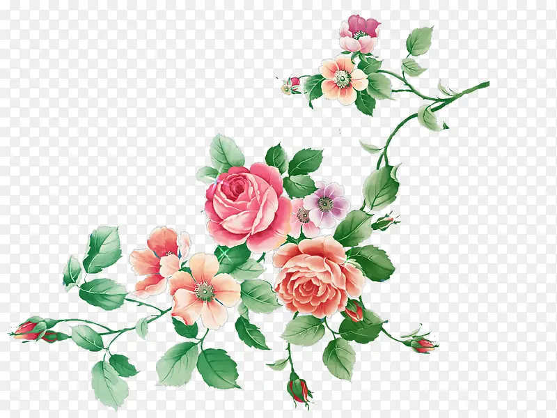 粉红色玫瑰树枝装饰