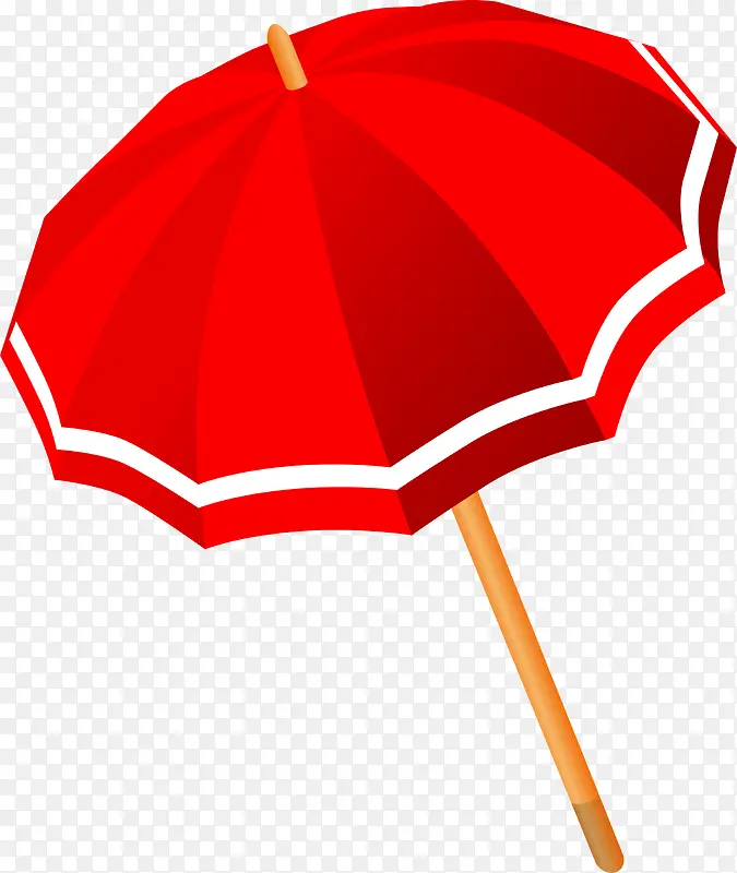 红色雨伞卡通效果夏日