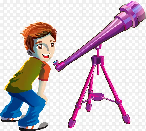 看望远镜的男孩矢量