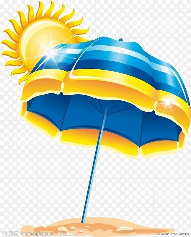 太阳和蓝色的阳伞