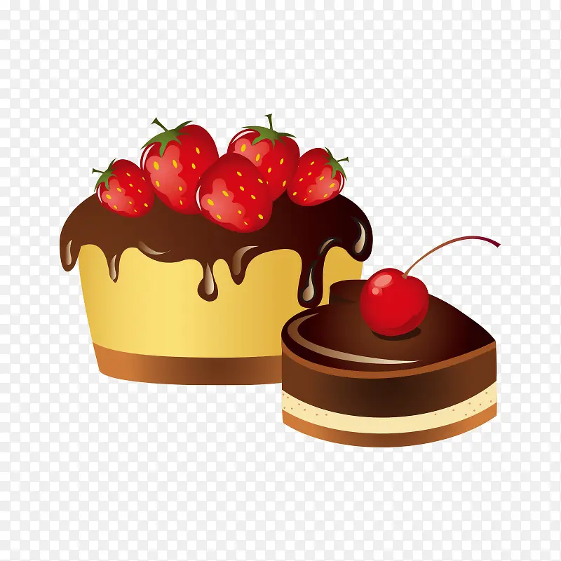 卡通手绘草莓蛋糕