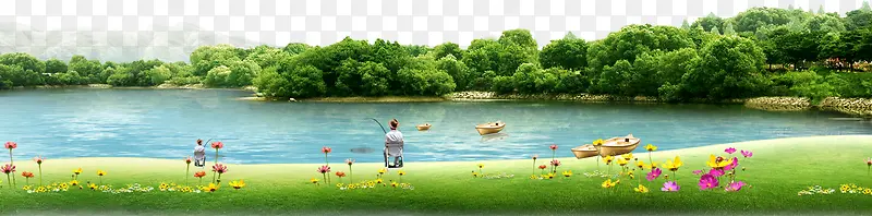 湖边垂钓