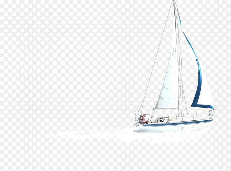 创意合成风景白色的帆船海边