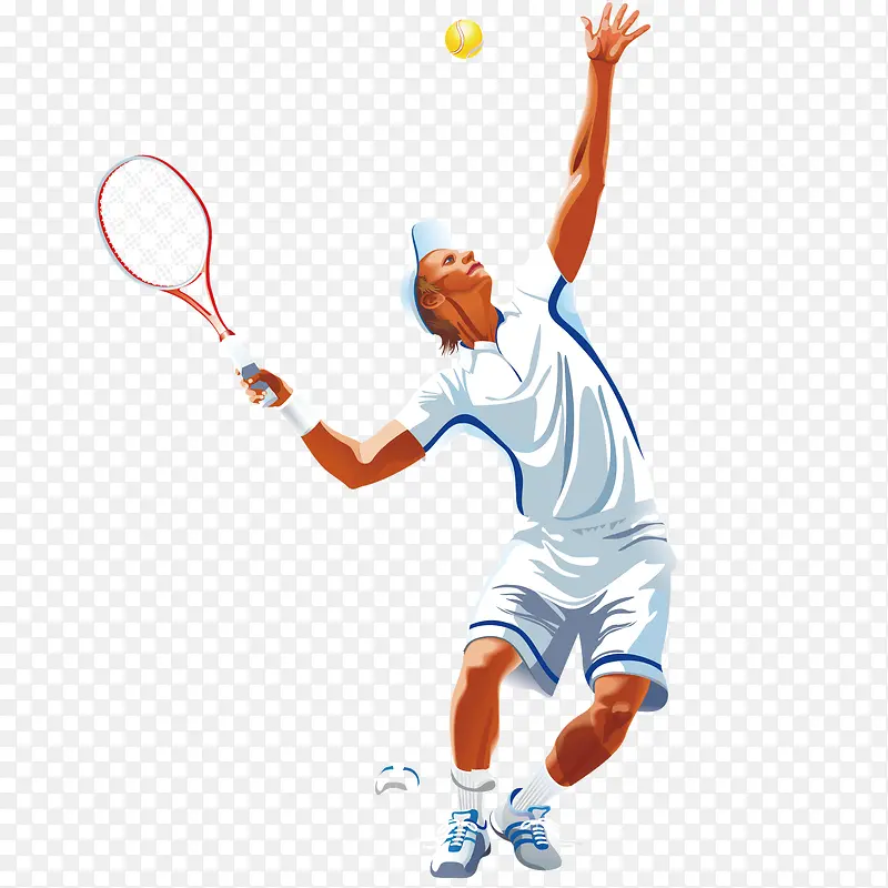 卡通打网球的男子