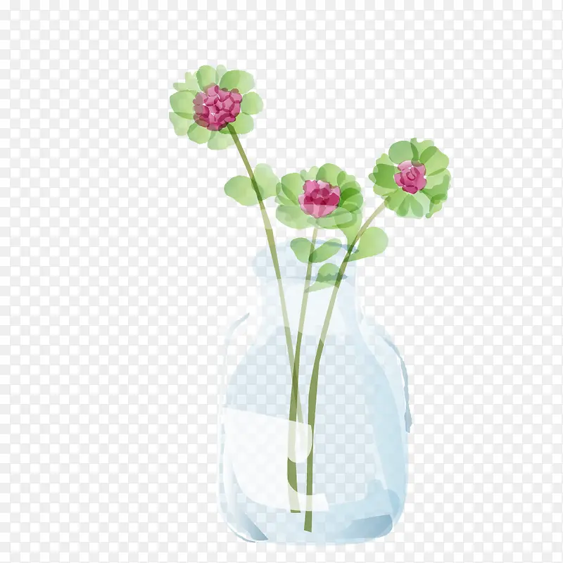 干净水彩花瓶