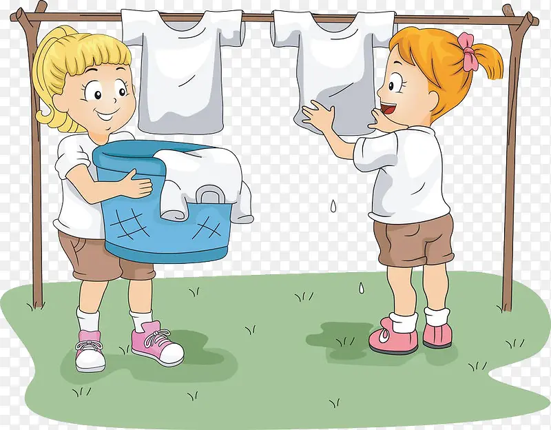 孩子们洗衣服