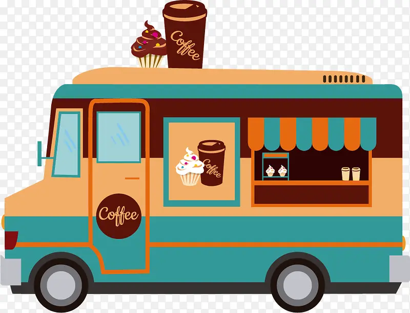 矢量巧克力冰淇淋咖啡车