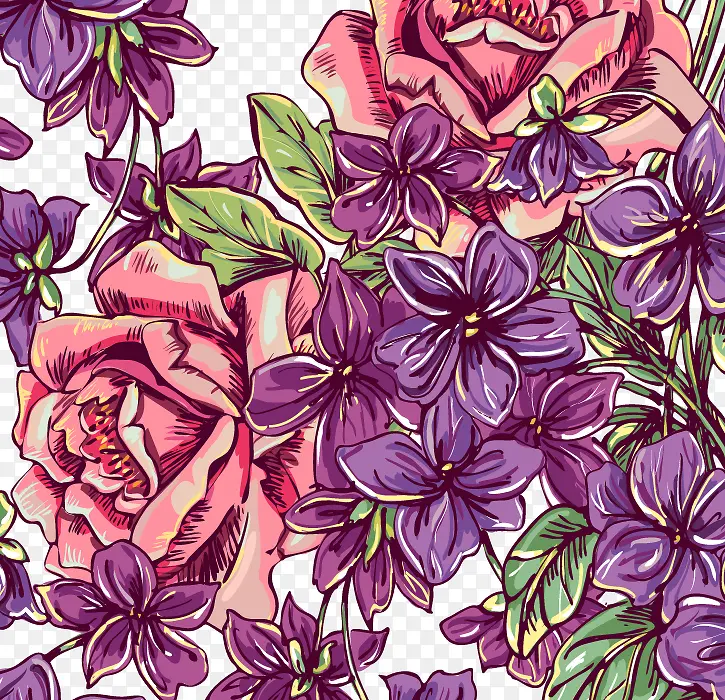 卡通手绘玫瑰花底纹