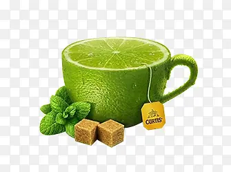 绿色高清柠檬茶杯