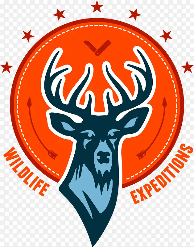 橙色麋鹿动物标签