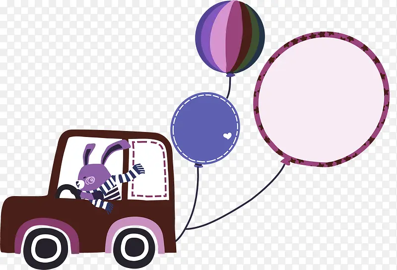 紫色卡通小汽车装饰图案
