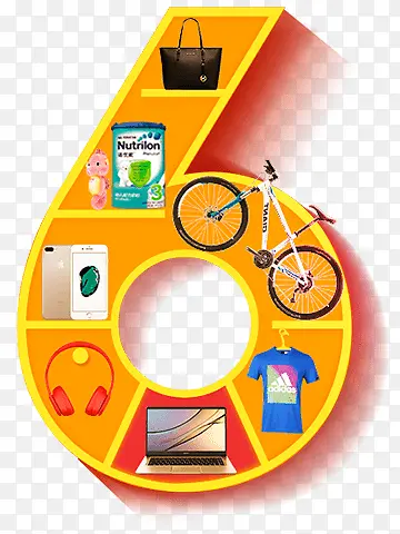 创意合成数字6自行车
