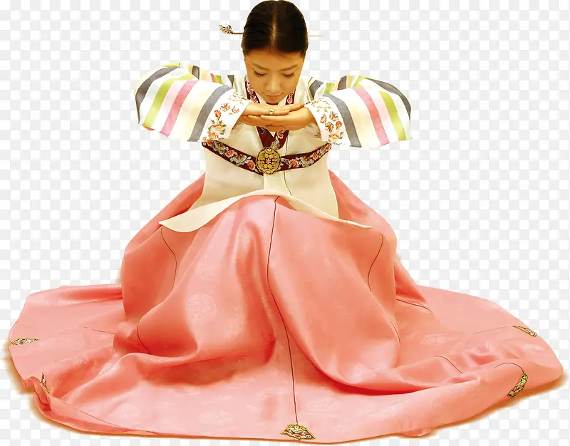 韩国传统服装行礼少女韩式清新配