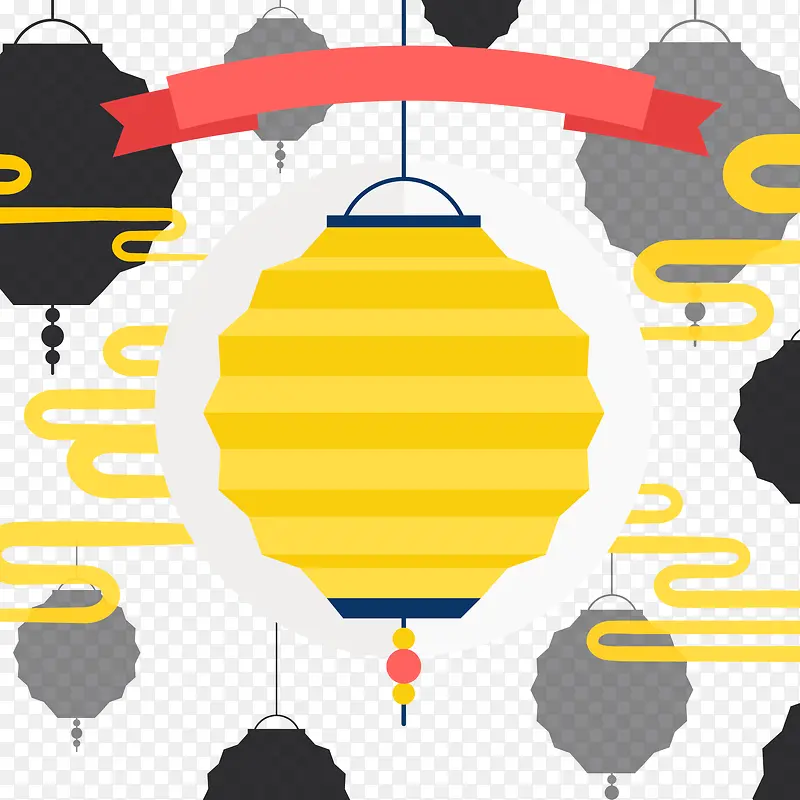 黄色灯笼中秋节矢量图