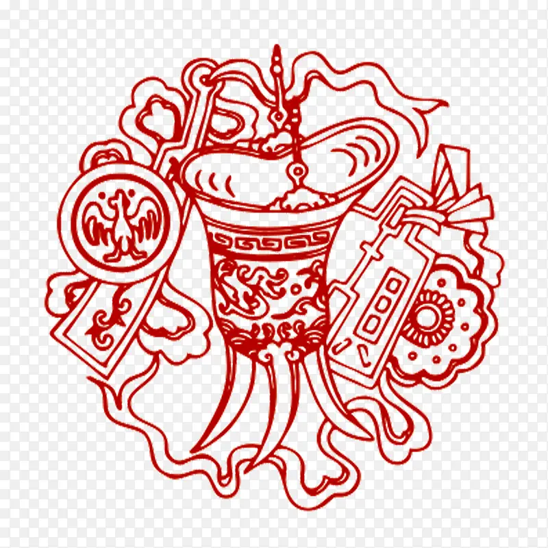 古风酒樽花纹
