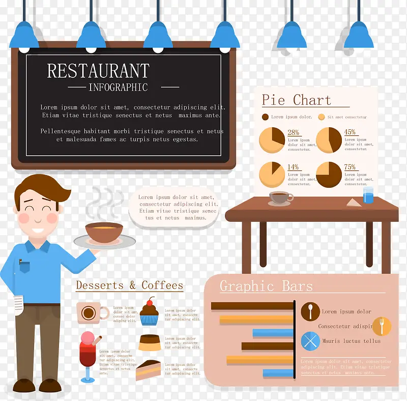 创意餐厅商务信息图矢量素材