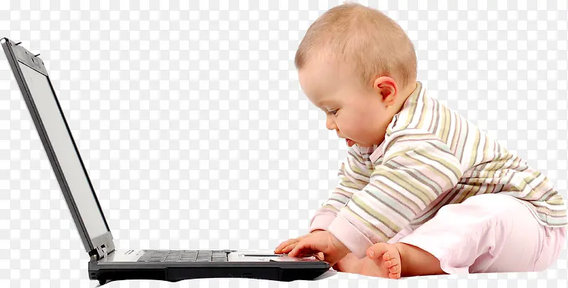 可爱小孩电脑玩耍