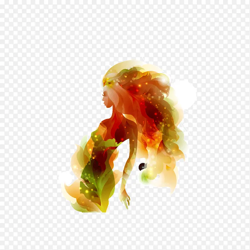 炫彩美女剪影矢量图