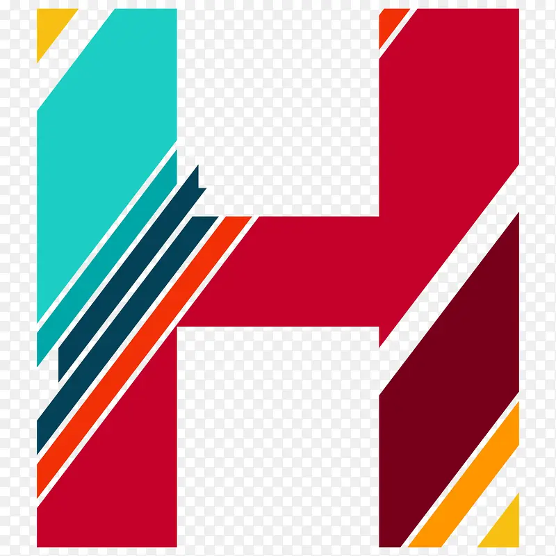 彩色线条字母H