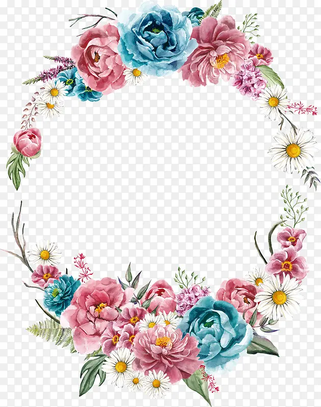 彩色花朵花环图案装饰