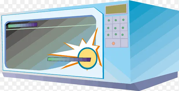 卡通蓝色微波炉矢量