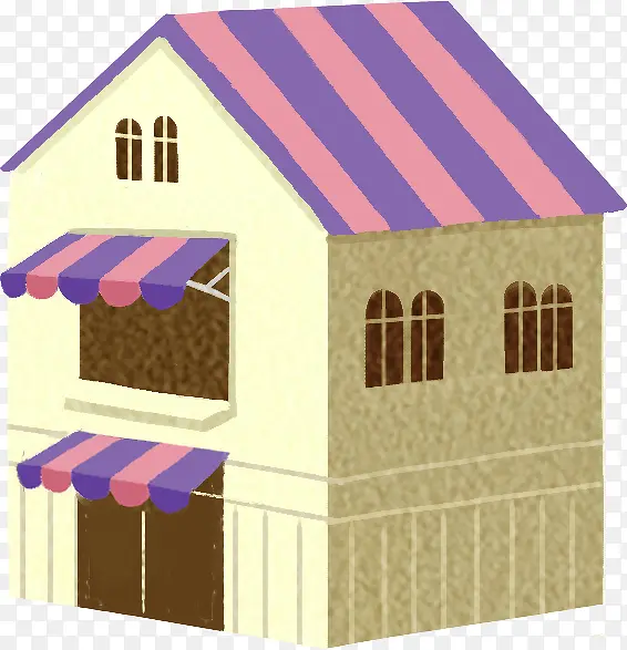 紫色漫画房屋插图