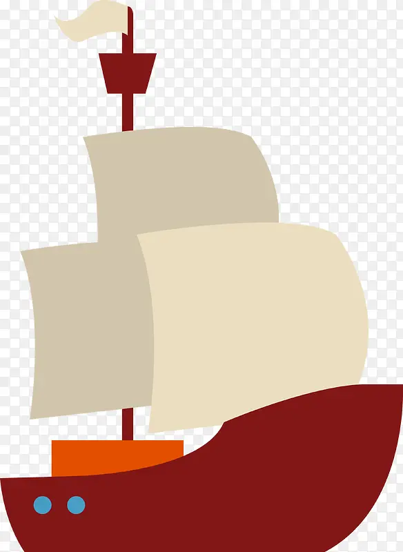 卡通帆船矢量图