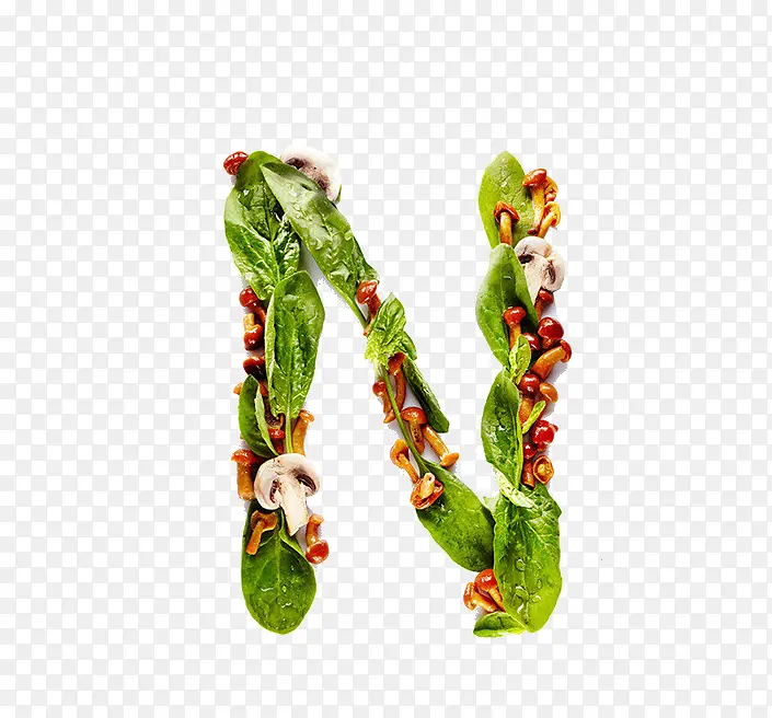 蔬菜拼成的字母N