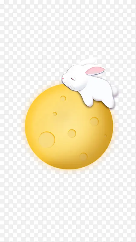 黄色月球白色玉兔