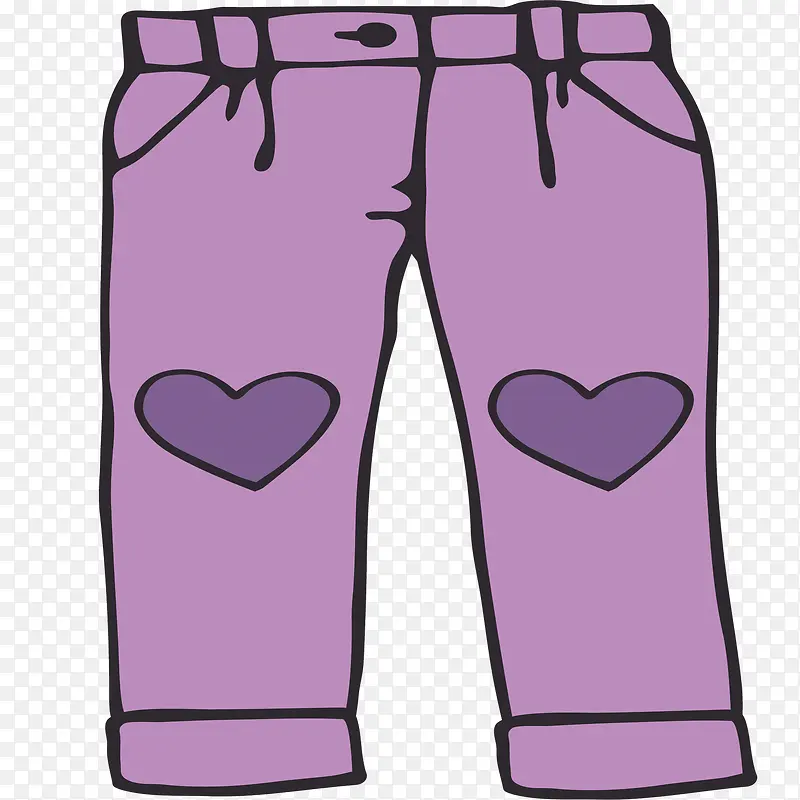 矢量紫色儿童休闲裤素材