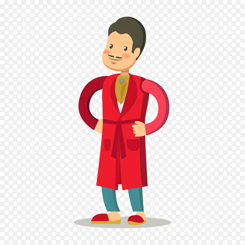 红色穿睡袍的卡通男人形象